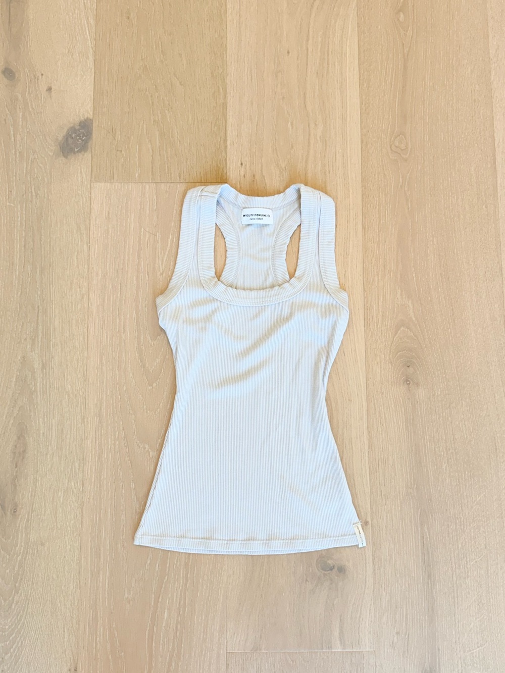 My Outfit Online Micro-Ribbed Racerback Tank Top Cream Size S